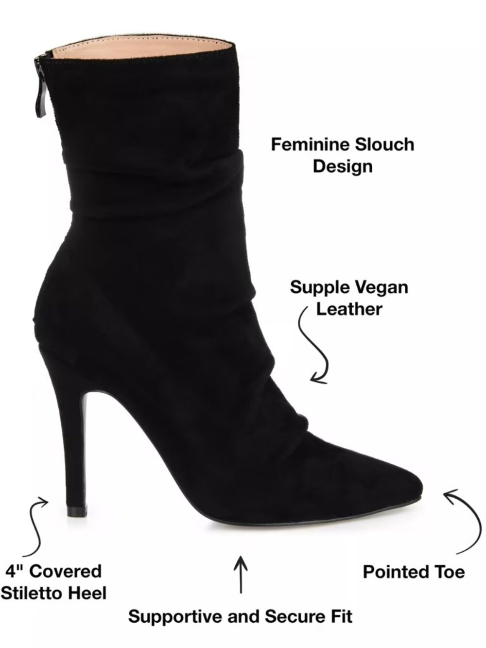 Journee Collection Womens Ankle Rouched Stiletto Dress Booties Shoes Sz 9 NEW - Picture 3 of 8